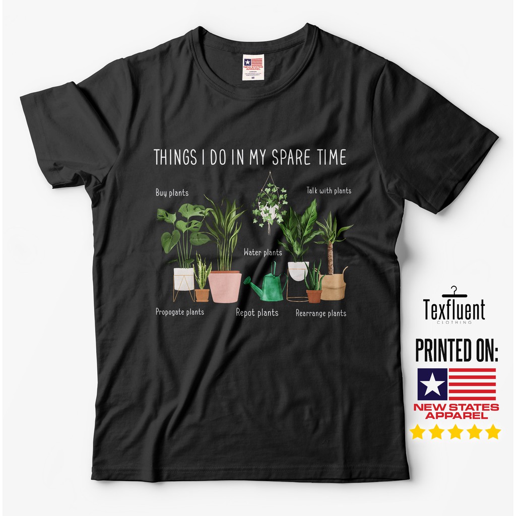 Kaos Tanaman Baju Penggemar Tanaman Hias Watercolor Desain Monstera Palem Peace Lily Unisex T Shirt