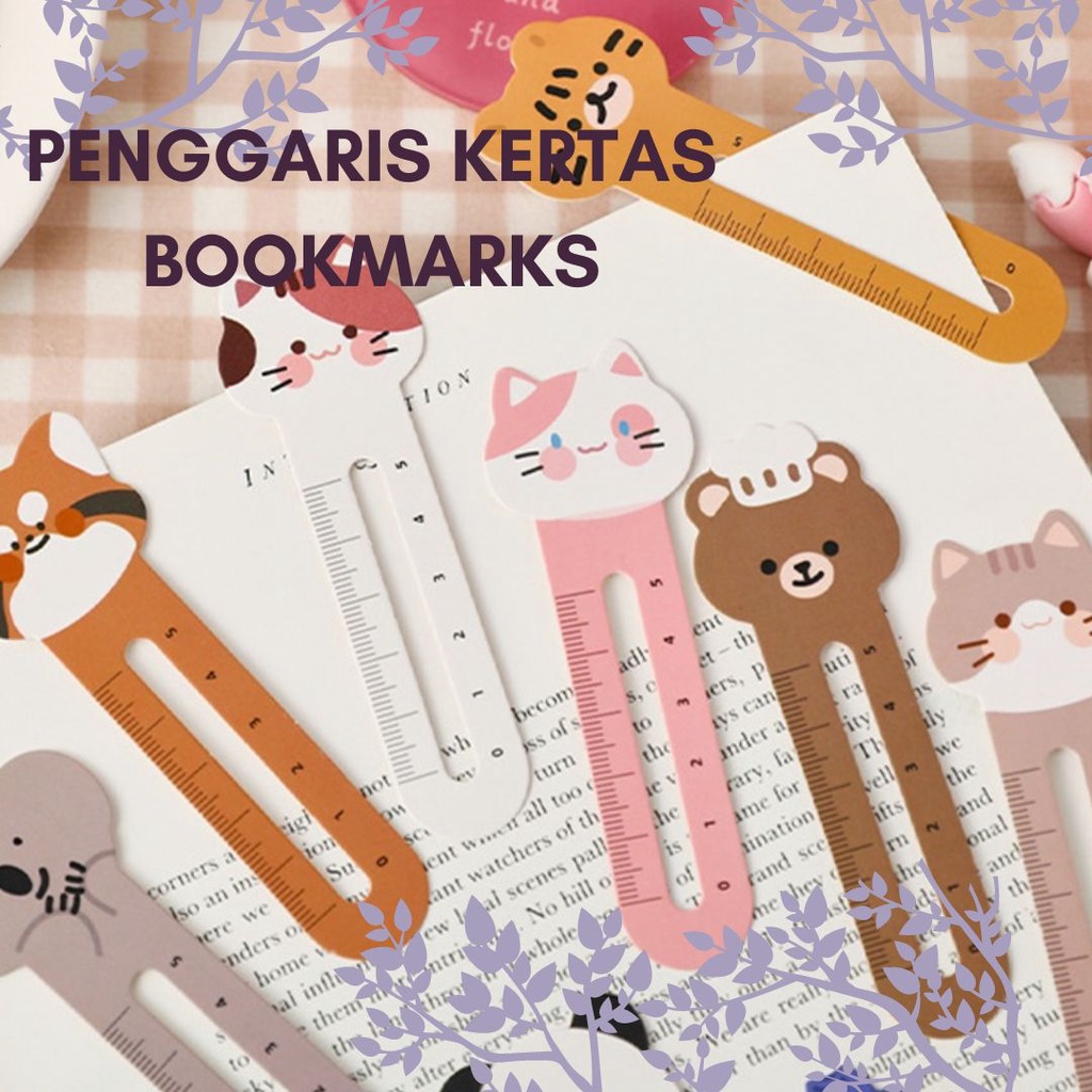 Pembatas Buku Kertas Penggaris Motif Kartun Korea | Penggaris Kertas Korea