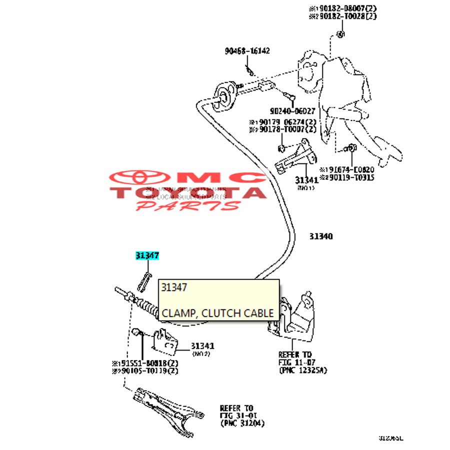 Clip Clamp Clutch Cable Kabel Kopling Etios 31347-0D030