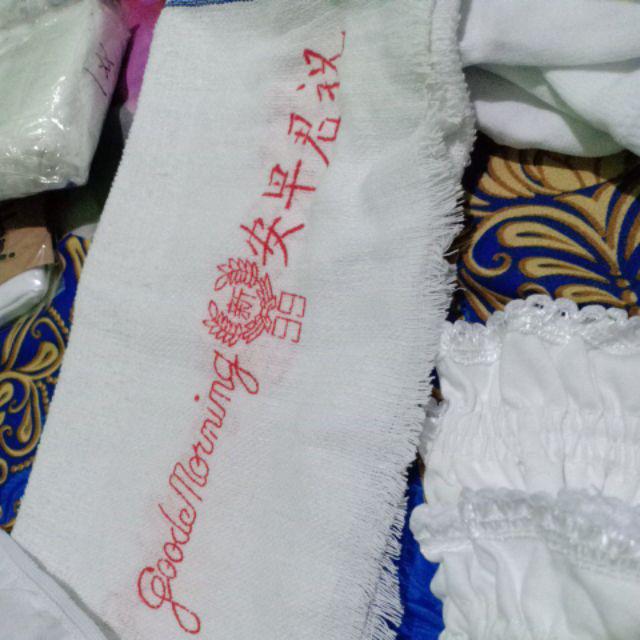 Handuk Good Morning Putih Tipis 75x30cm Murah Meriah Travelling / Perlengkapan Haji Umroh