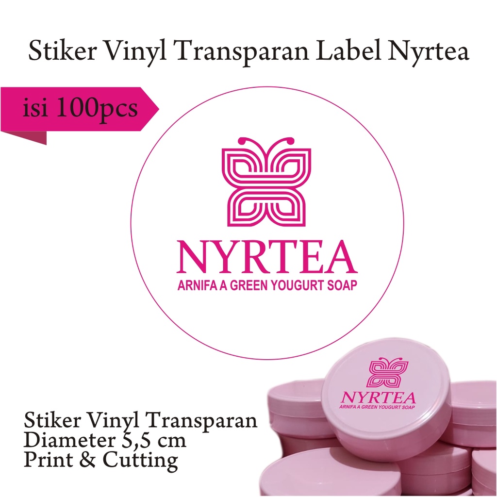 

Stiker Vinyl Transparan Label Nyrtea Cutting Bentuk desain 4