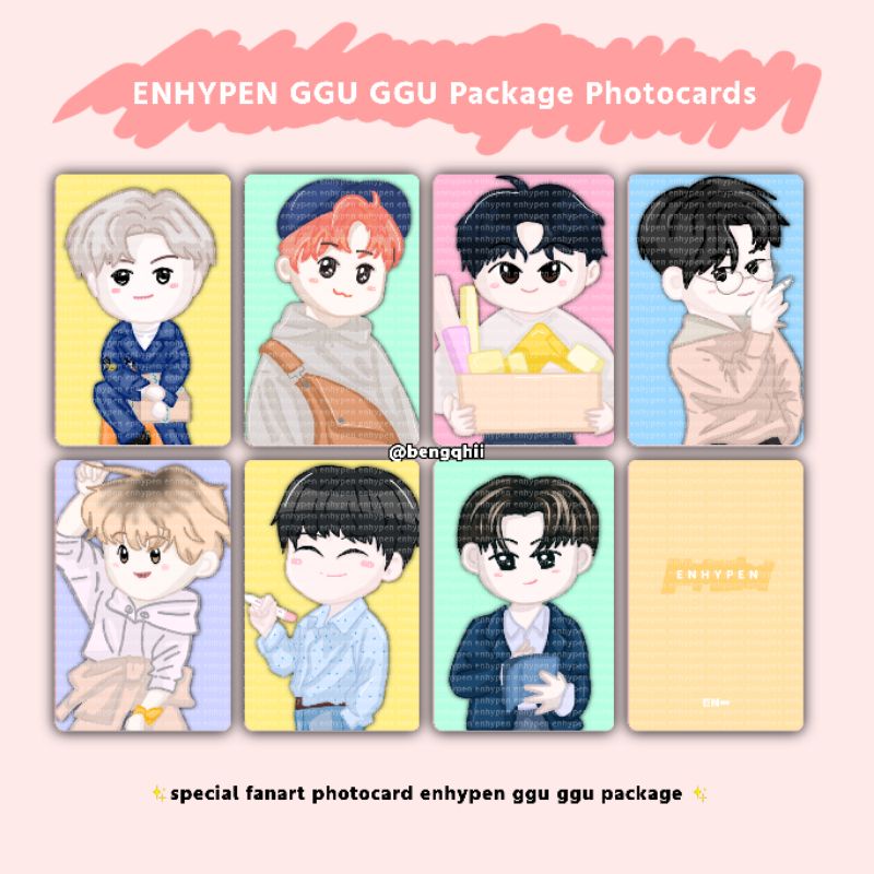 ENHYPEN ggu ggu package photocard (heeseung, jay, jake, sunghoon, sunoo, jungwon, ni-ki) fanart special