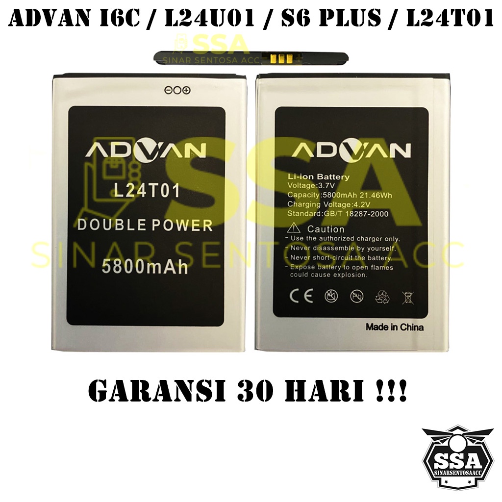 Baterai Original Double Power Advan I6C S6 Plus L24U01 L24T01 Batre Batrai Batrei Battery i 6c s6plus Ori HP Batu Batere Garansi Murah Awet