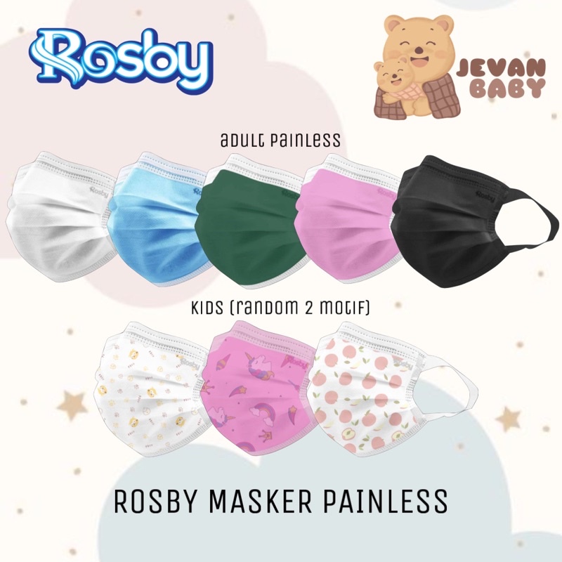 Rosby Masker Medis Painless / Masker Anak Dewasa Sekali Pakai