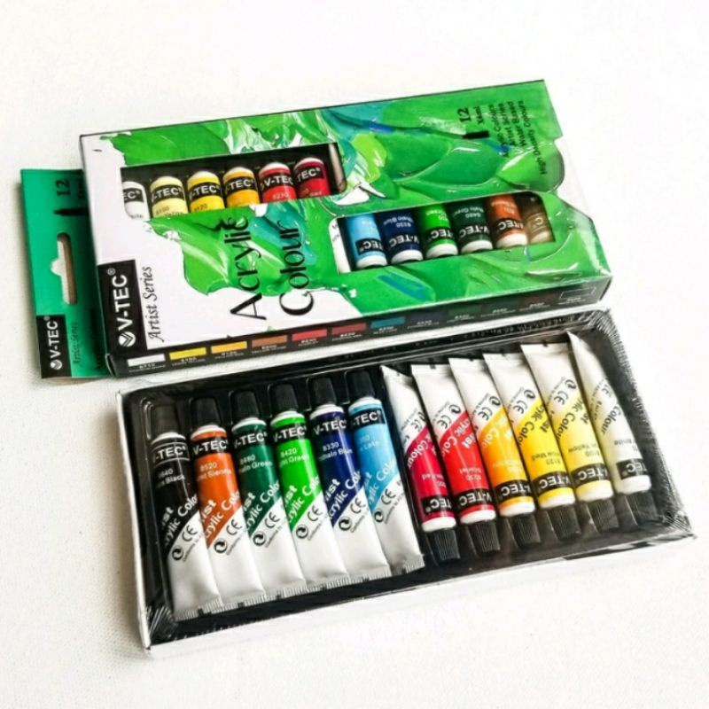 

Cat V-TEC acrylic colours / artist series 6ml 12 warna