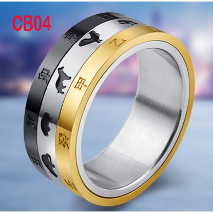 Cincin Simbol 12 Shio / Chinese Zodiac Titanium (Spin Version)(CB04)