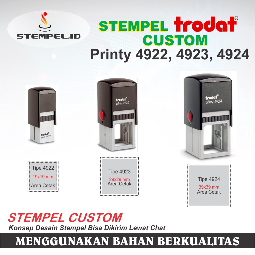 

Stempel Custom Trodat Persegi Tipe 4922 4923 4924 stempel otomatis