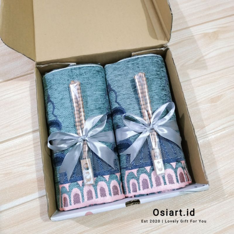 Kado Pernikahan Sajadah Tenun Jumbo Couple  Ukuran 70x110 Cm Hadiah Nikahan Hampers Gift Box Wedding Paket Parcel Hari Raya Idul Fitri Lebaran Bingkisan Eid Mubarak