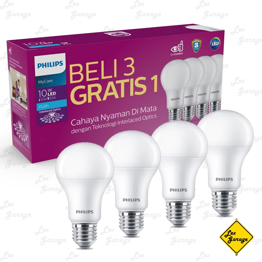 Lampu PHILIPS LED Bulb MultiPack 8W 10W 12W 8 10 12 Watt 6500K Putih