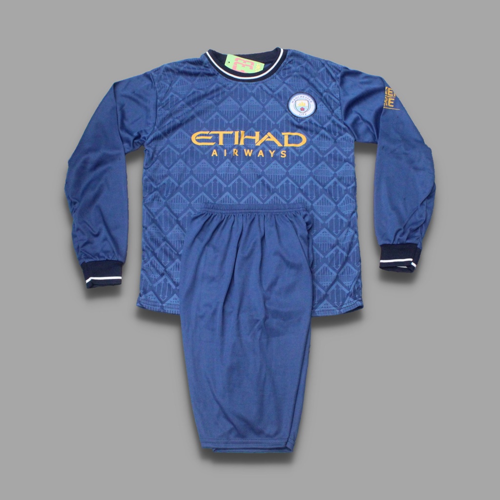 setelan baju bola anak laki laki lengan panjang/setelan baju kiper manc city/baju bola kiper anak