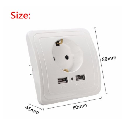 Stop Kontak Dinding EU Plug dengan 2 USB Port - SCN2 - White