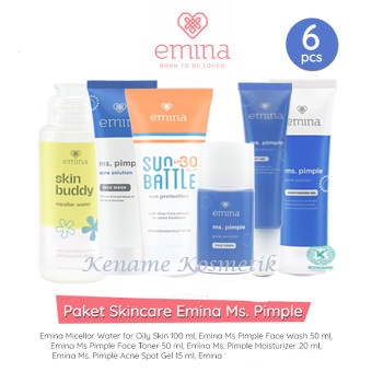 Paket Lengkap Emina Ms Pimple Acne Solution Kulit Berminyak dan Jerawat 6 Pcs