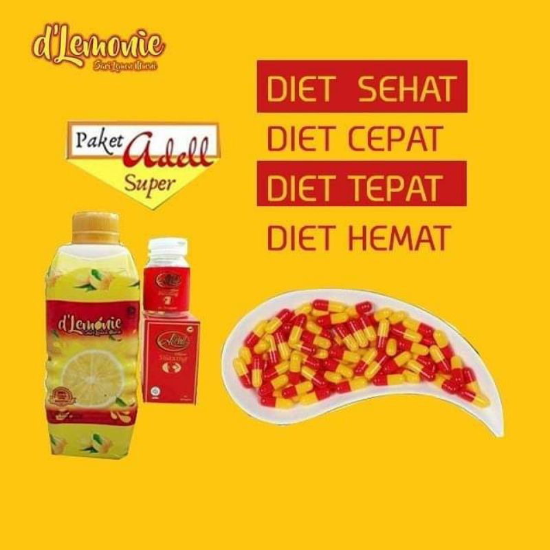 PAKET ADEL SUPER ISI 1 BOTOL D'LEMONIE DAN 1 BOTOL APEL SUPER 30 KAPSUL MURAH