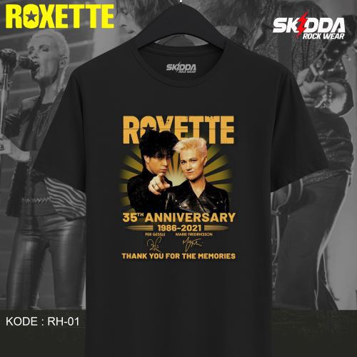 T Shirt Kaos Band ROXETTE 35 Annyversary - Premium Black DTG Printing