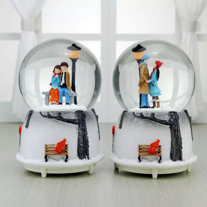 Kotak Musik BERPUTAR Snowball Couple JUMBO XL Kado Music Box Buat Pacar Lampu Tidur Musik Unik Hadia