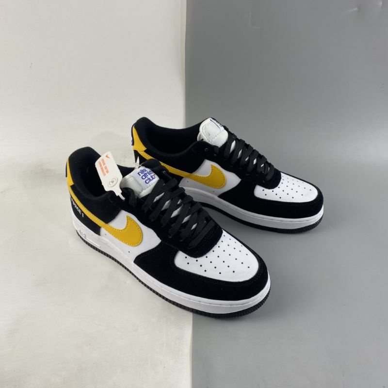 #saleenak NIKE AIR FORCE 1 ATHLETIC CLUB BLACK UNIVERSITY GOLD ORIGINAL