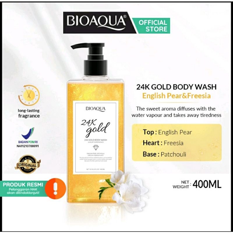 BIOAQUA 24K Gold Body  Wash 400ml / Bodywash BIOAQUA / SERUM BIOAQUA