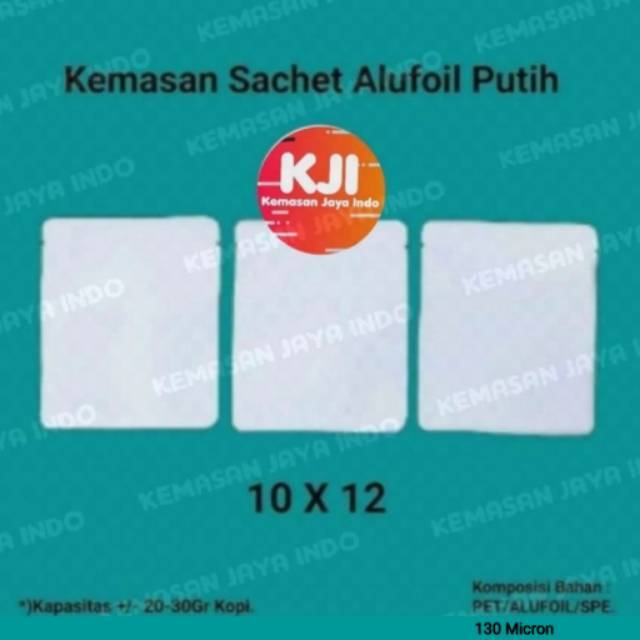 Kemasan Sachet Putih Alufoil 10 x 12. Kemasan kopi. Sachet putih. Kemasan teh bumbu