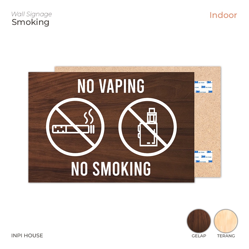 INPI HOUSE Signage No Smoking Area - Papan Tanda Area Dilarang Merokok - Brown - Indoor