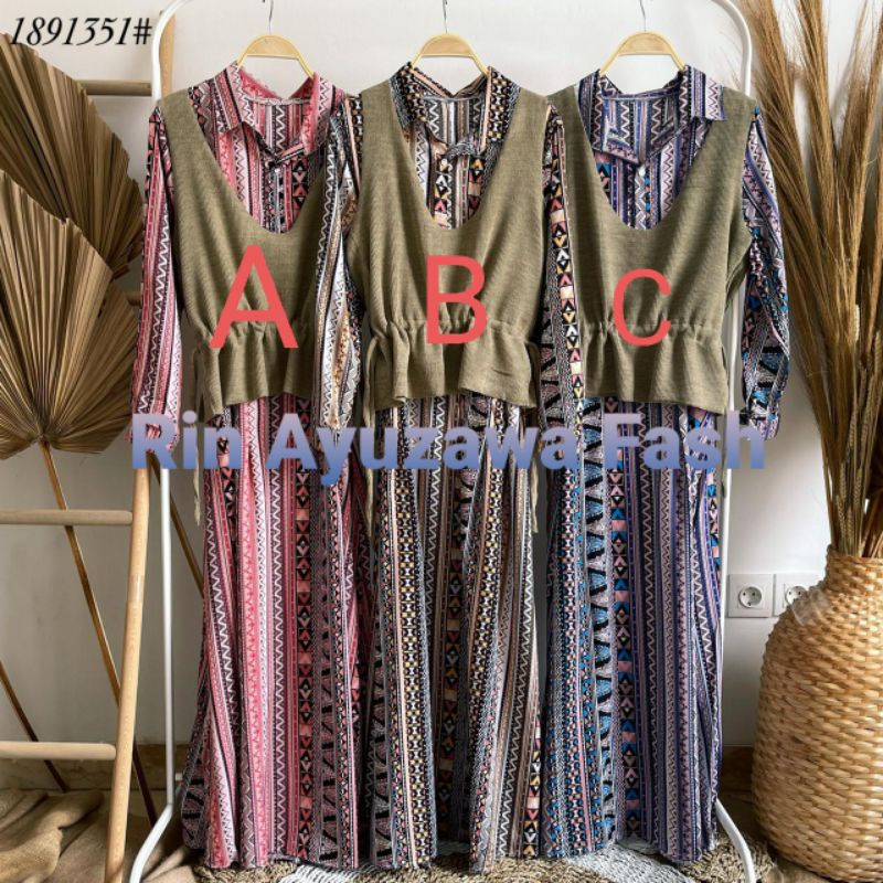 RAF Pakaian Wanita Gamis Rompi Rajut ( Premium )