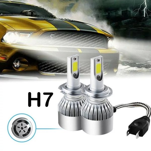 Lampu LED Mobil Headlight C6 H7 COB 2 PCS LED Lampu Depan Mobil Terang