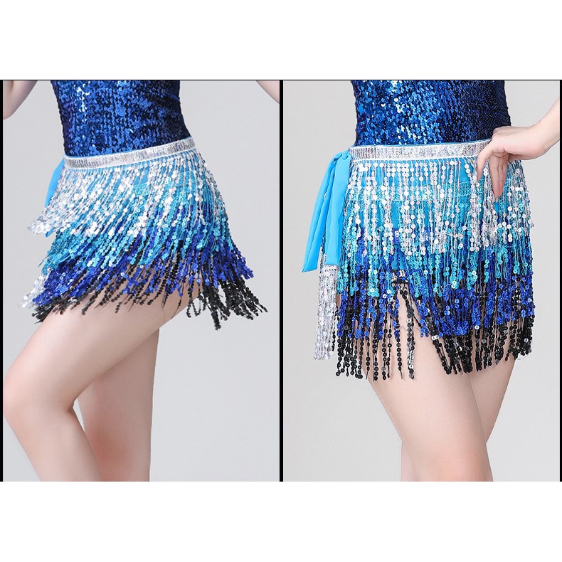 BELLY DANCE HIP SCARF SABUK TARI PERUT SELENDANG ZUMBA SEQUIN PAYET MANIK RUMBAI PELANGI GLITER ROK