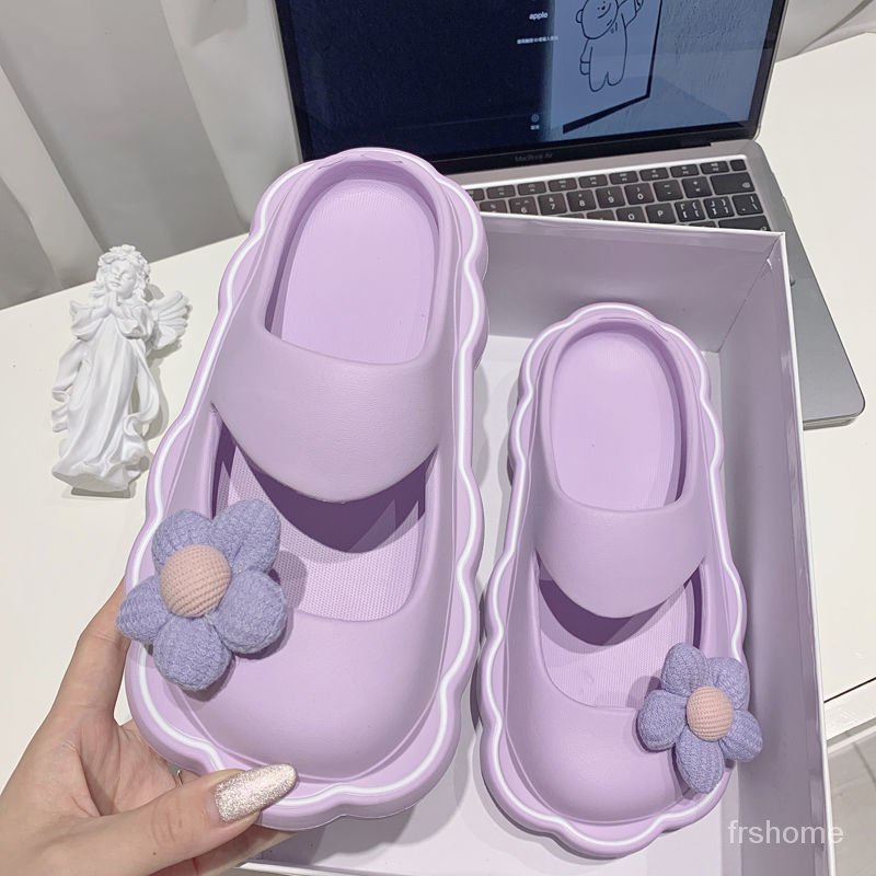 Sandal bunga kecil perempuan putri gadis mahasiswa non-slip tebal bawah pakaian luar lucu