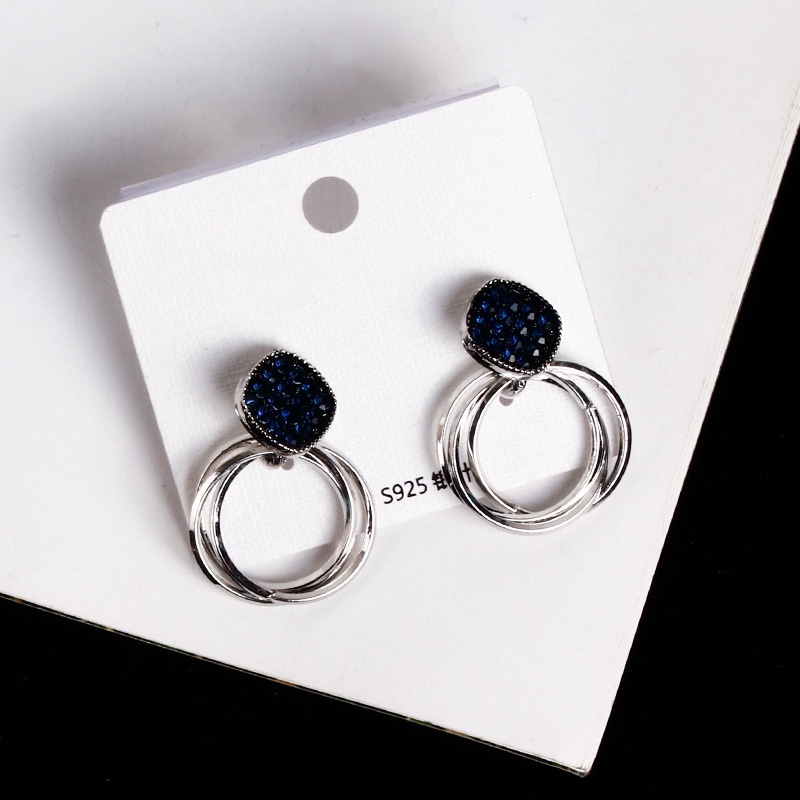 Anting Tusuk Gantung Bahan Sterling Silver 925 Desain Geometri Hollow Gaya Korea Untuk Wanita