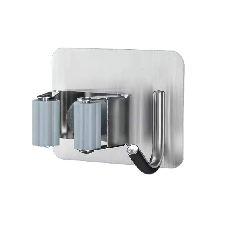 broom hanger with hook stainless steel/holder pegangan sapu dengan satu kait