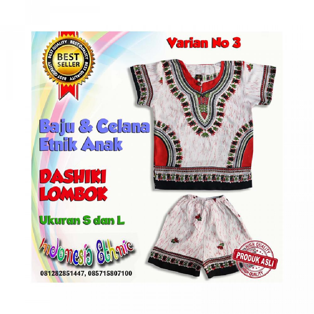 BAJU CELANA ETNIK DASHIKI LOMBOK UKURAN ANAK SETELAN