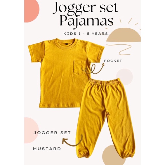 JOGGER SET Pajamas - Setelan Celana Jogger anak &amp; Kaos Polos bahan katun premium - 0 sd 5 tahun