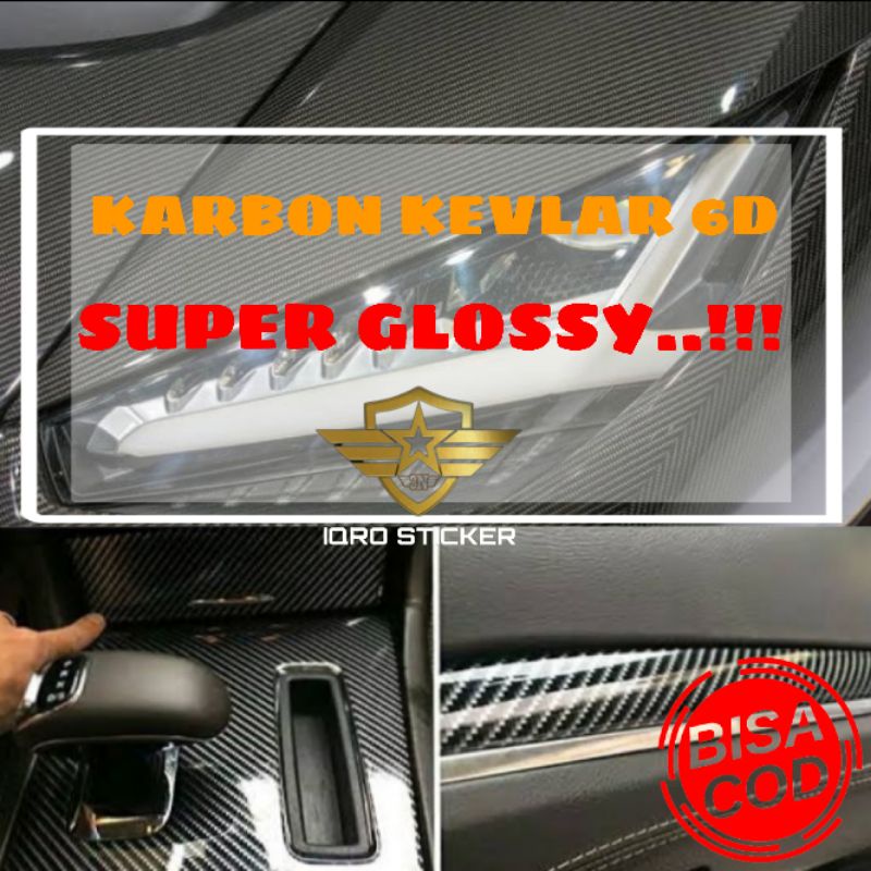Sticker skotlet carbon kevlar 6D super glossy untuk motor mobil lebar 150cm