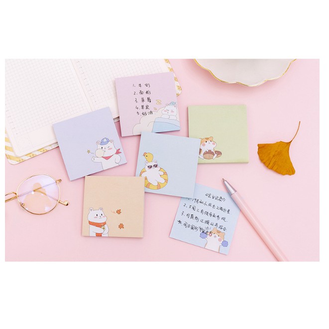 J2 - Sticky Notes Hamster Beruang Bear Lucu Memo Unik Note-2