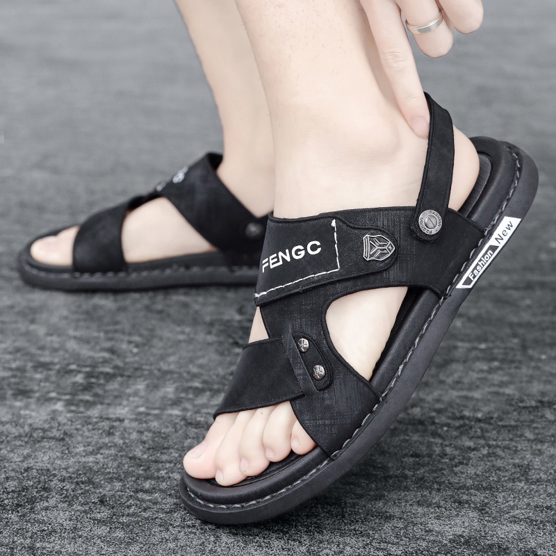 Sandal Pria Terbaru/Sandal Pria/Sandal Kulit/Sendal Pria Casual/Sol Karet Anti Selip/Dua Cara Untuk Memakai/Sandal/Sandal/Sendal Pria Dewasa/Grade Ori 100%