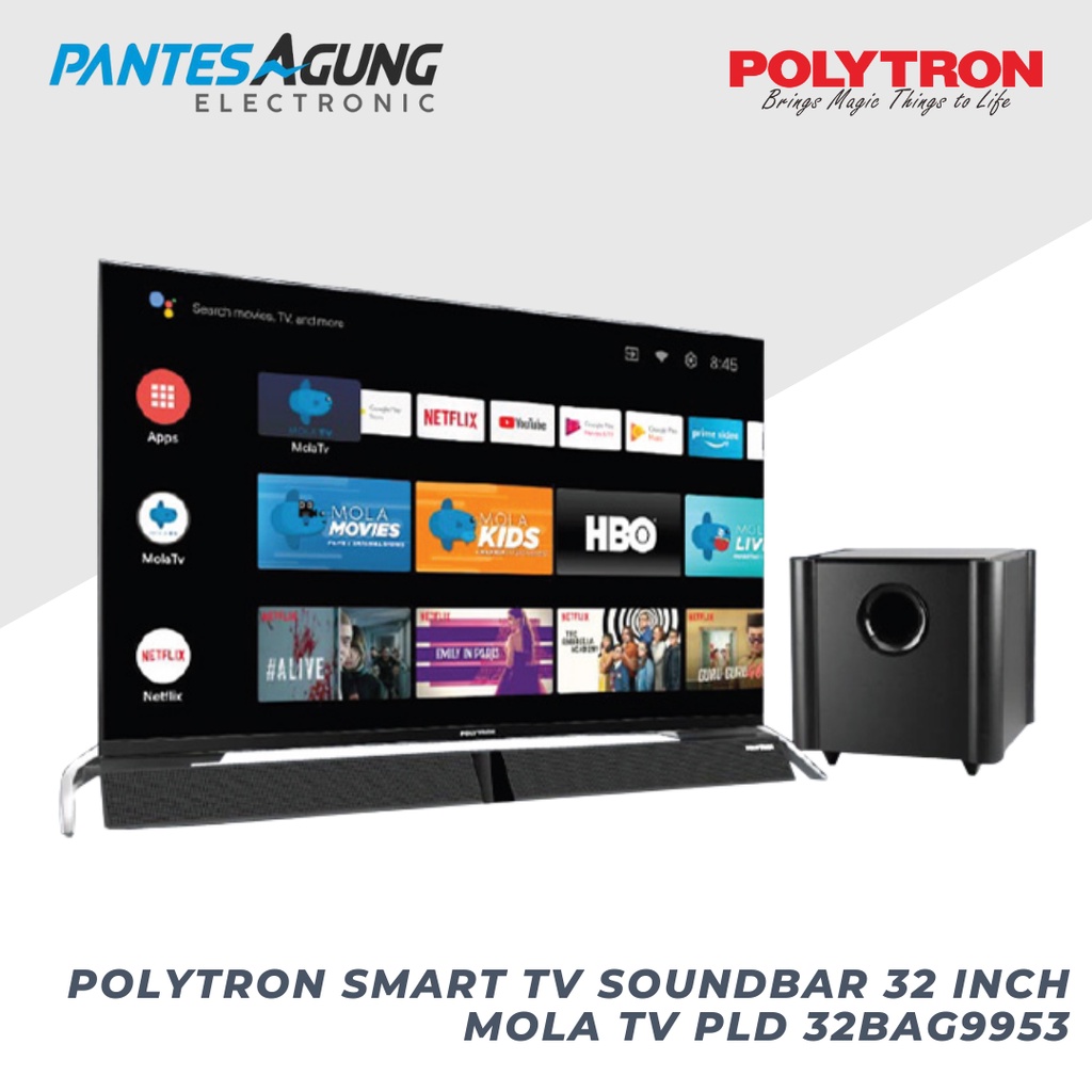 ANDROID TV LED POLYTRON + SOUNDBAR PLD32BAG5959 SMART TV POLYTRON 32 INCH