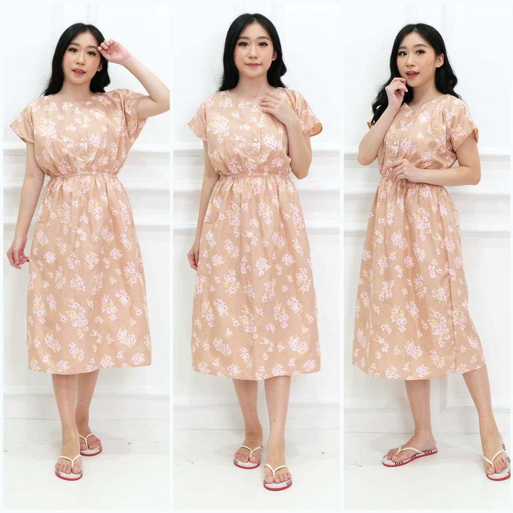 DASTER MANOHARA LD 115 CM KANCING 3 KARAKTER BAJU TIDUR HALUS TEBEL BUSUI BUMIL MODEL KEKINIAN-MNH LALUNA COKLAT