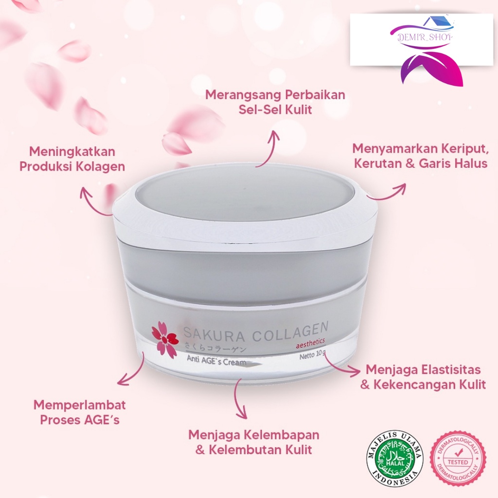 Sakura Collagen Anti-Age's Cream Skincare Moisturizer Cream Krim Pelembab Wajah