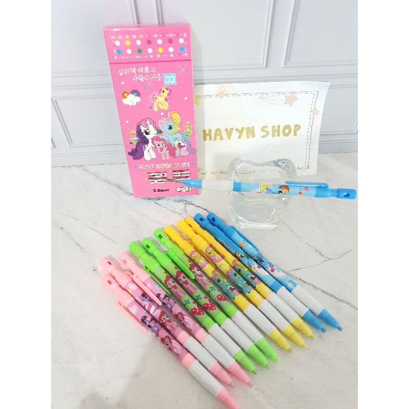 (12pc) pensil mekanik 2.0mm/pensil cetek/mechanic pencil/mek unicorn hrg per 4pcs-LITTLE PONY
