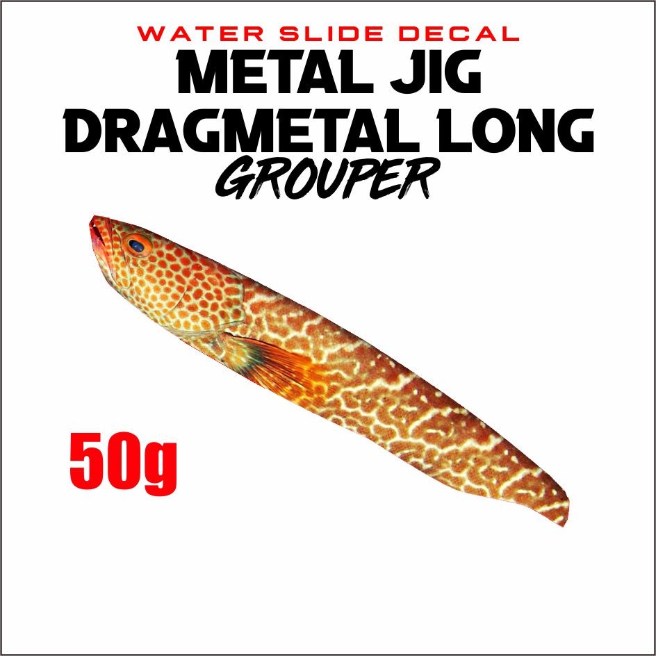 Dragmetal Long Grouper Water Slide Decal Metal Jig 50g 60g 80g