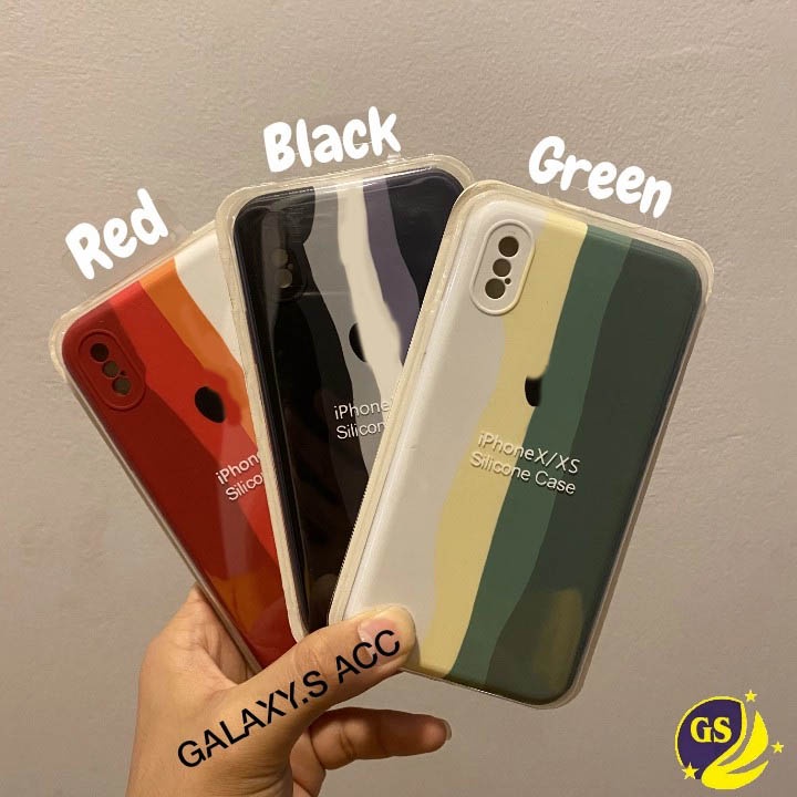 Silicone Case Rainbow Pelangi iph 13 12 11 Mini Pro Max XS MAX XR X 6 6S 7 8 Plus SE Full Cover Casing Rubber Silicon