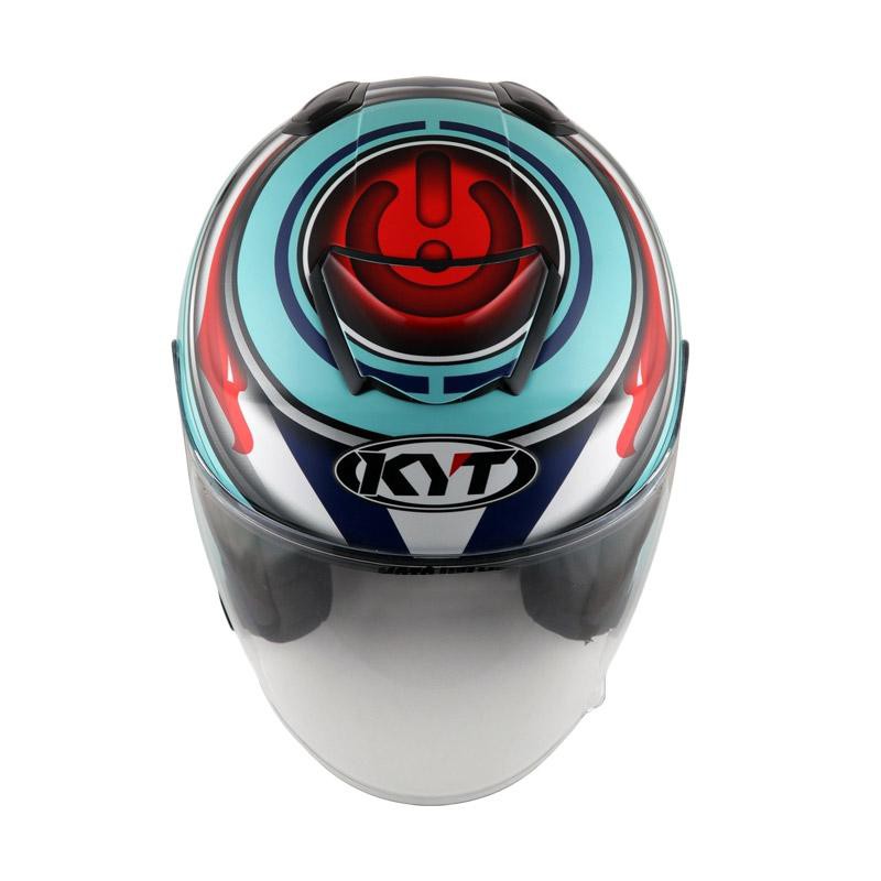 Helm KYT Kyoto #3 - Aqua Blue/Red Fluo/White