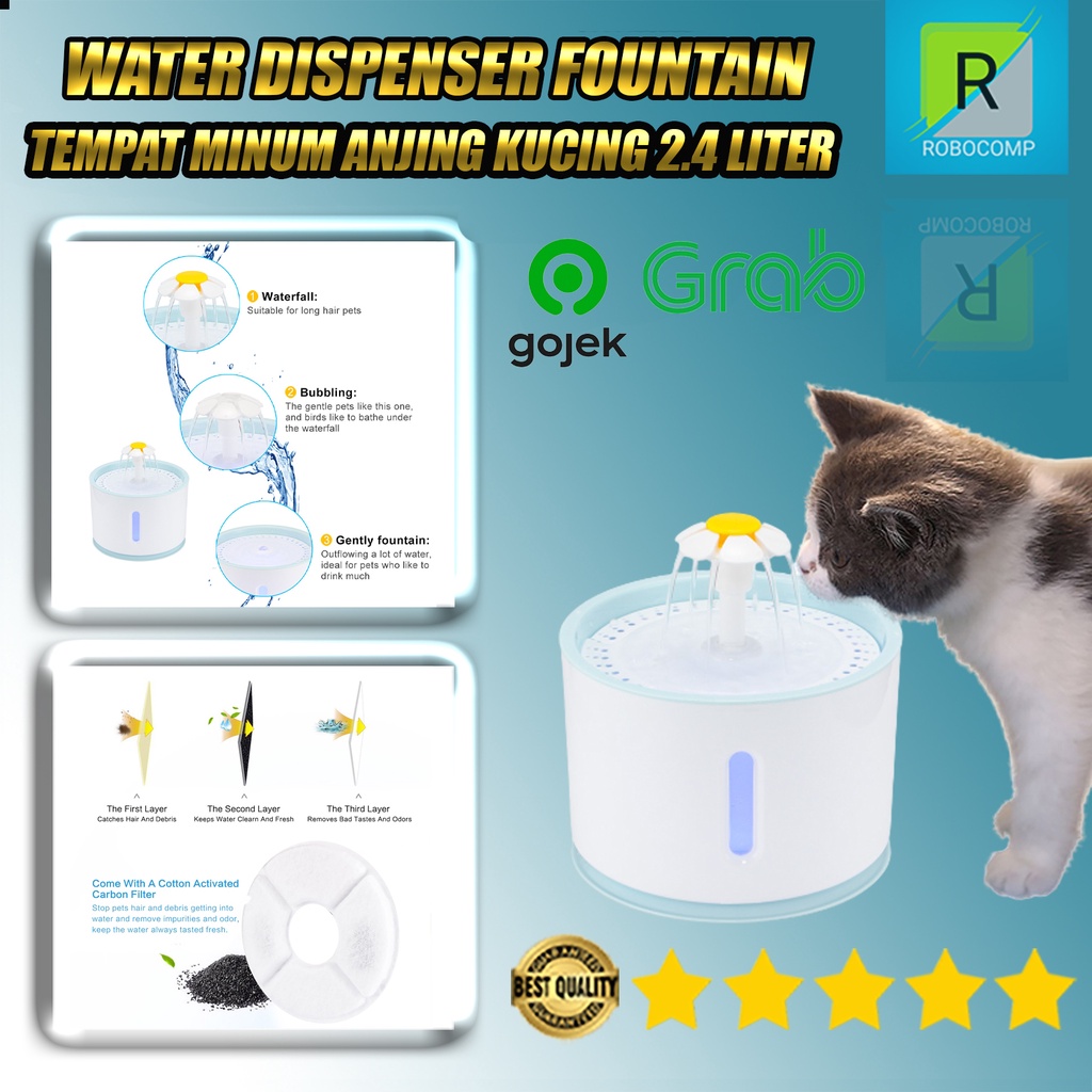 Water Dispenser Fountain Tempat Minum Anjing Kucing 2.4 Liter - DR008 - TaffHOME