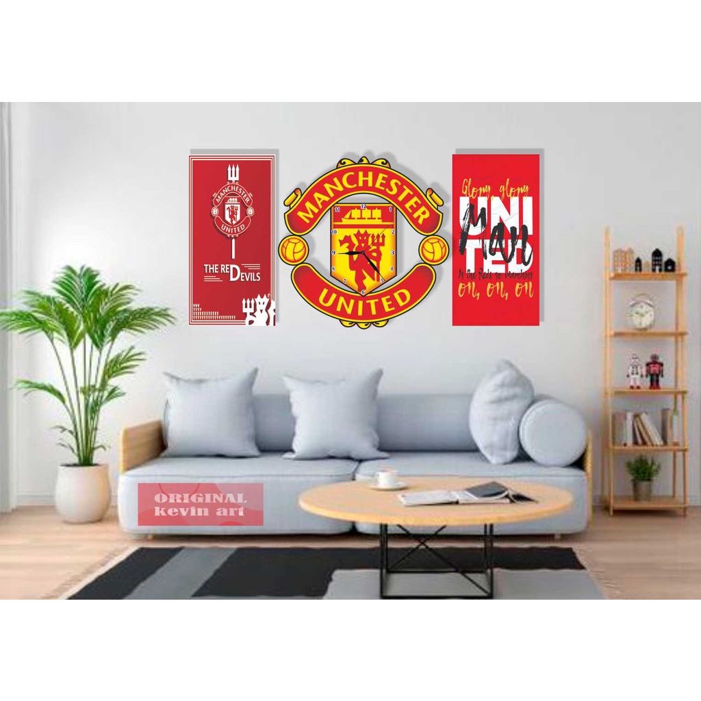 JAM DINDING UNIK LOGO MANCHESTER UNITED GRATIS HIASAN DINDING PAJANGAN DINDING DEKORASI DINDING KAMAR TIDUR POSTER DINDING KOLEKSI KLUB MANCHESTER UNITED RED DEVIL HOBI AKSESORIS KAMAR TIDUR MINIMALIS UNIK KEREN TERLARIS PALING BARU ARTISTIK MODERN MEWAH