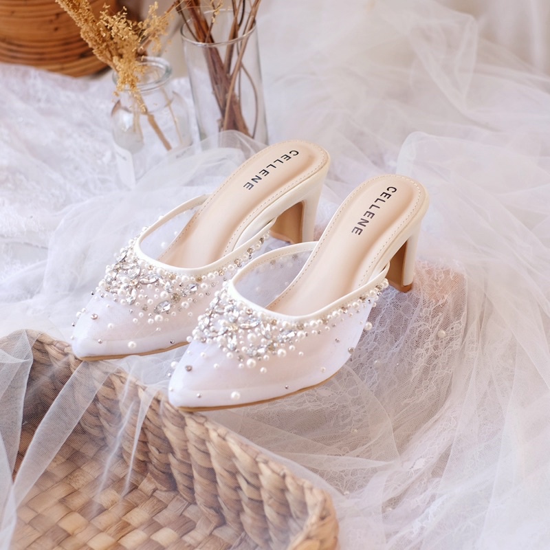 CELLENE Binka Beads Heels / wedding shoes payet 7cm