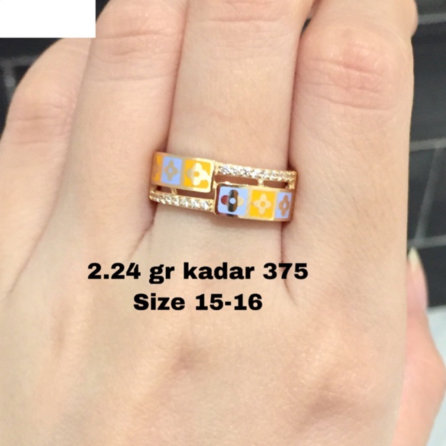 Cincin emas motif LV kadar 375 berat 2.24 gr