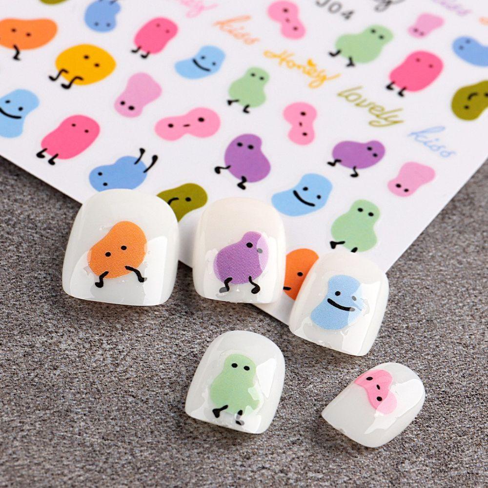 Mxbeauty 5pcs / Set Stiker Kuku Motif Kartun Ulat 3D Untuk Nail Art / Manicure DIY