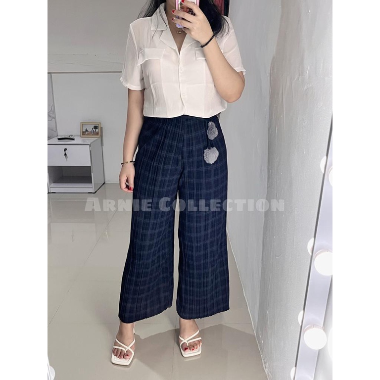 CELANA KULOT PLISKET MOTIF KOTAK / KULOT MOTIF KOTAK / CULLOTE TARTAN PANTS