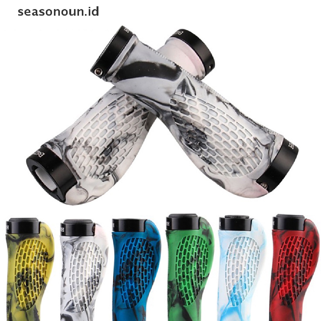 (seasonoun) Grip Stang Sepeda Desain Ergonomis Bahan Karet Dengan Pengunci Aluminum