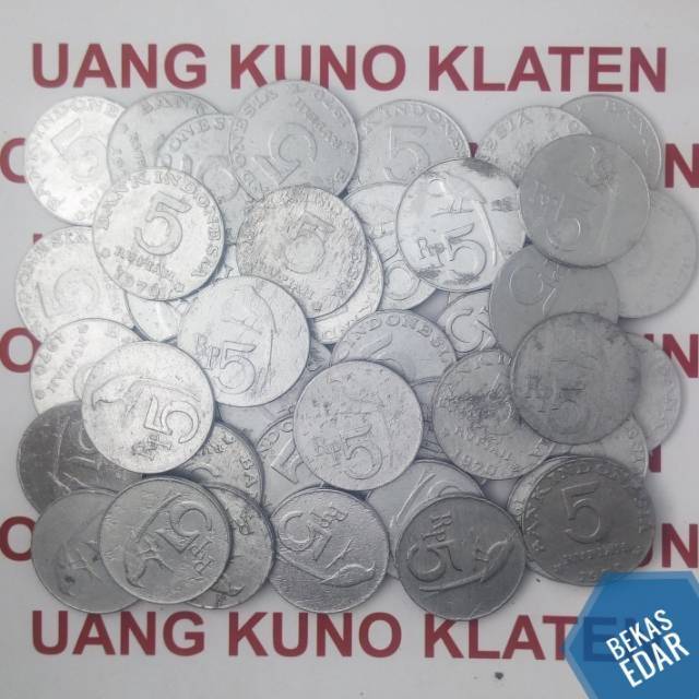 Rp 5 Rupiah tahun 1970 burung srigunting Uang kuno koin bekas duit jadul lawas lama logam mahar 20
