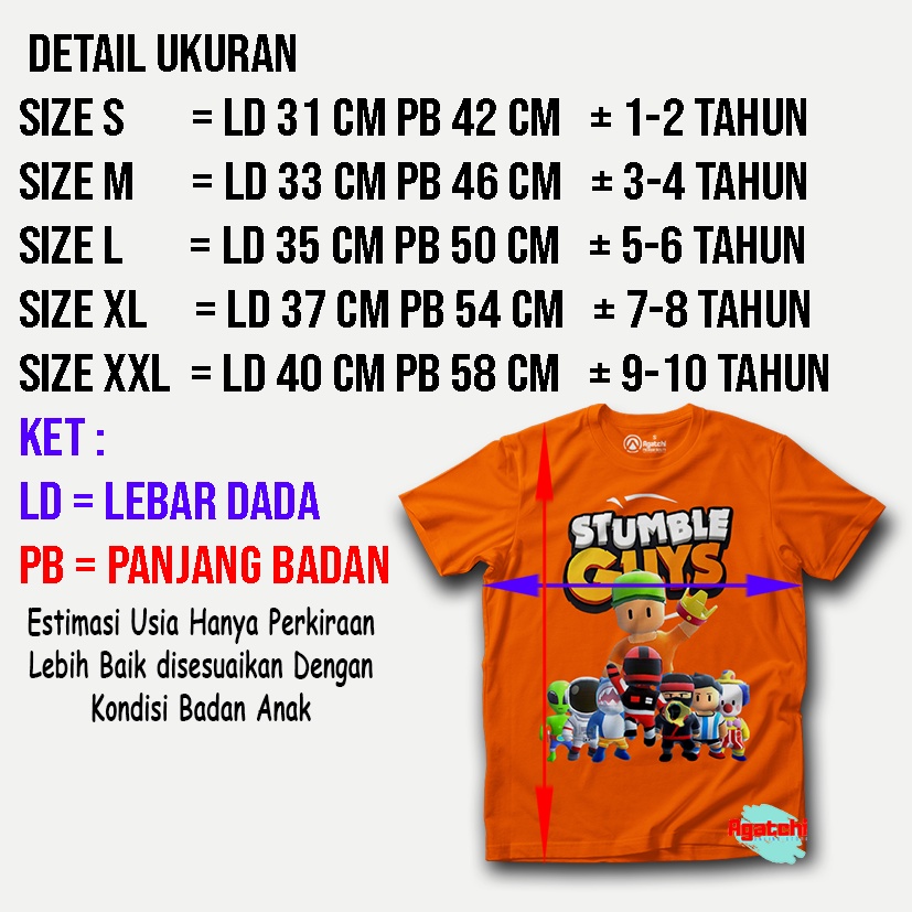 Baju Kaos Atasan Anak Laki-Laki Stumble Guys Skin